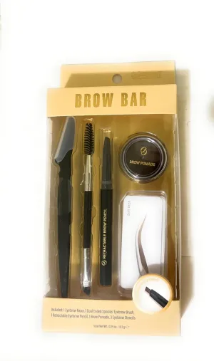 Brown Bar 3 PCS Eyebrow Stencils with Eyebrow Razor, Dual Ended Spoolie/Eyebrow brush, Retractable Eyebrow Pencil and Brow pomade