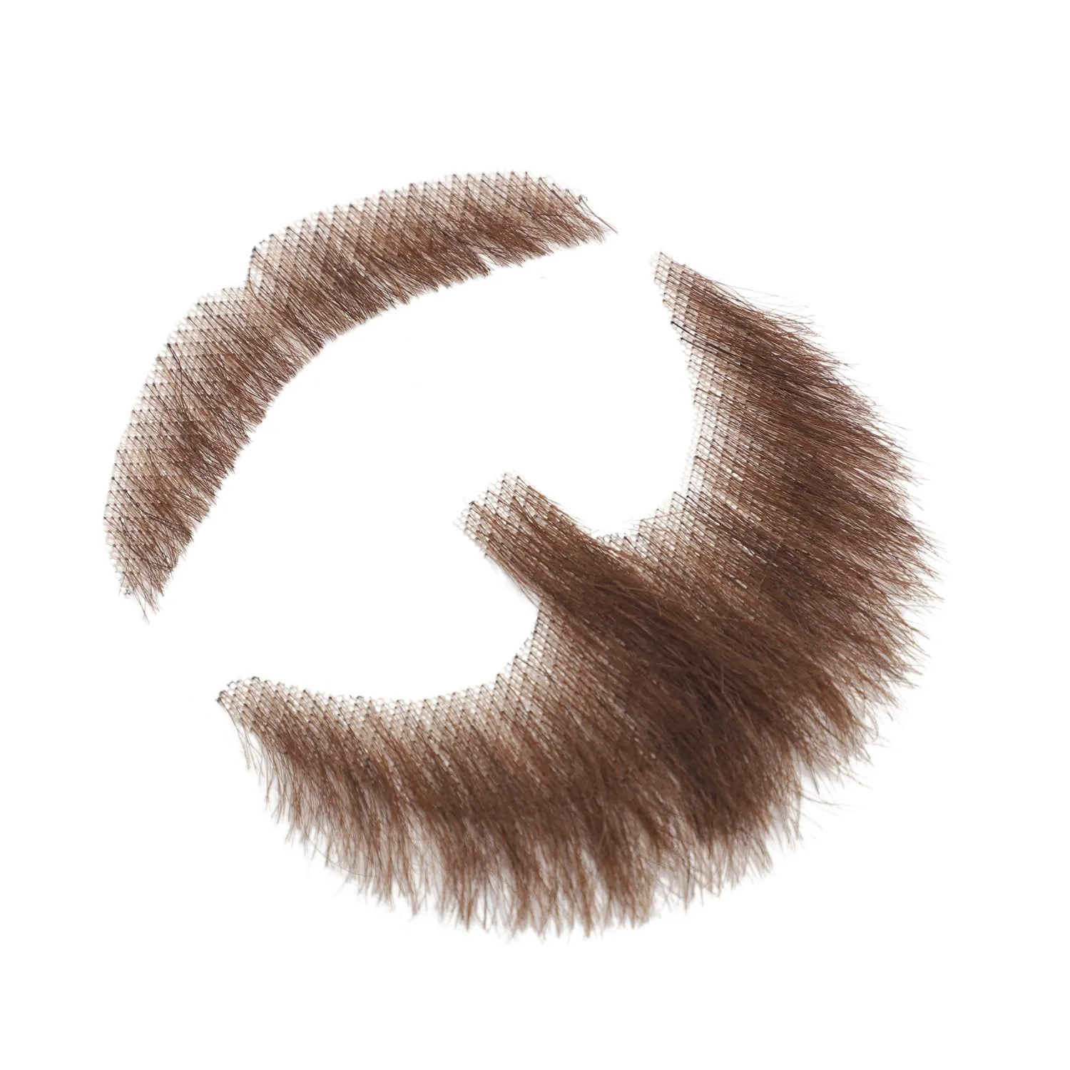 Brown Fake Beard Human Hair Fake Mustache Full Hand-Tied Lace Moustache Fake Goatee for Men Realistic False Facial Hair for Costume Party Funny Cosplay Halloween Theater, Drama