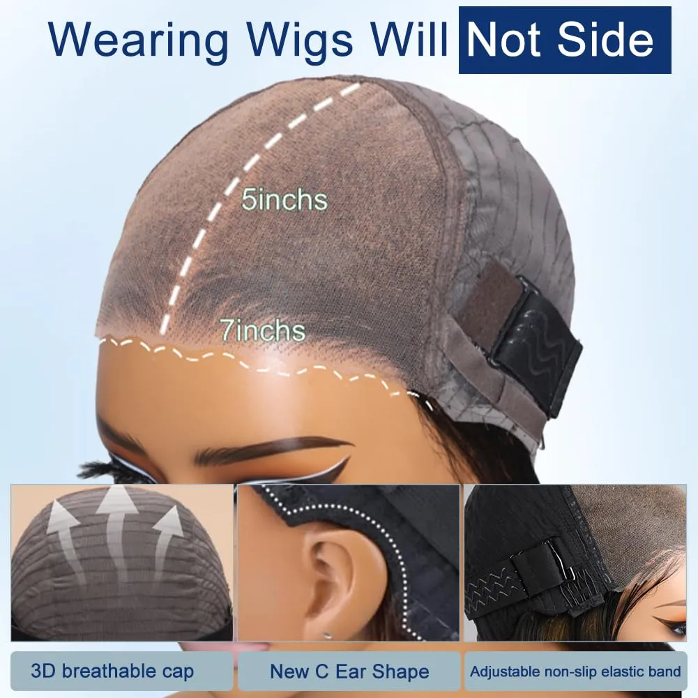 Brown Glueless Wigs Human Hair Pre Plucked Pre Cut 7x5 Wear and Go Straight Lace Front Wigs Human Hair Closure Wig 24Inch Brown Straight Human Hair Wig 180% Density 3 Seconds Ready to Wear