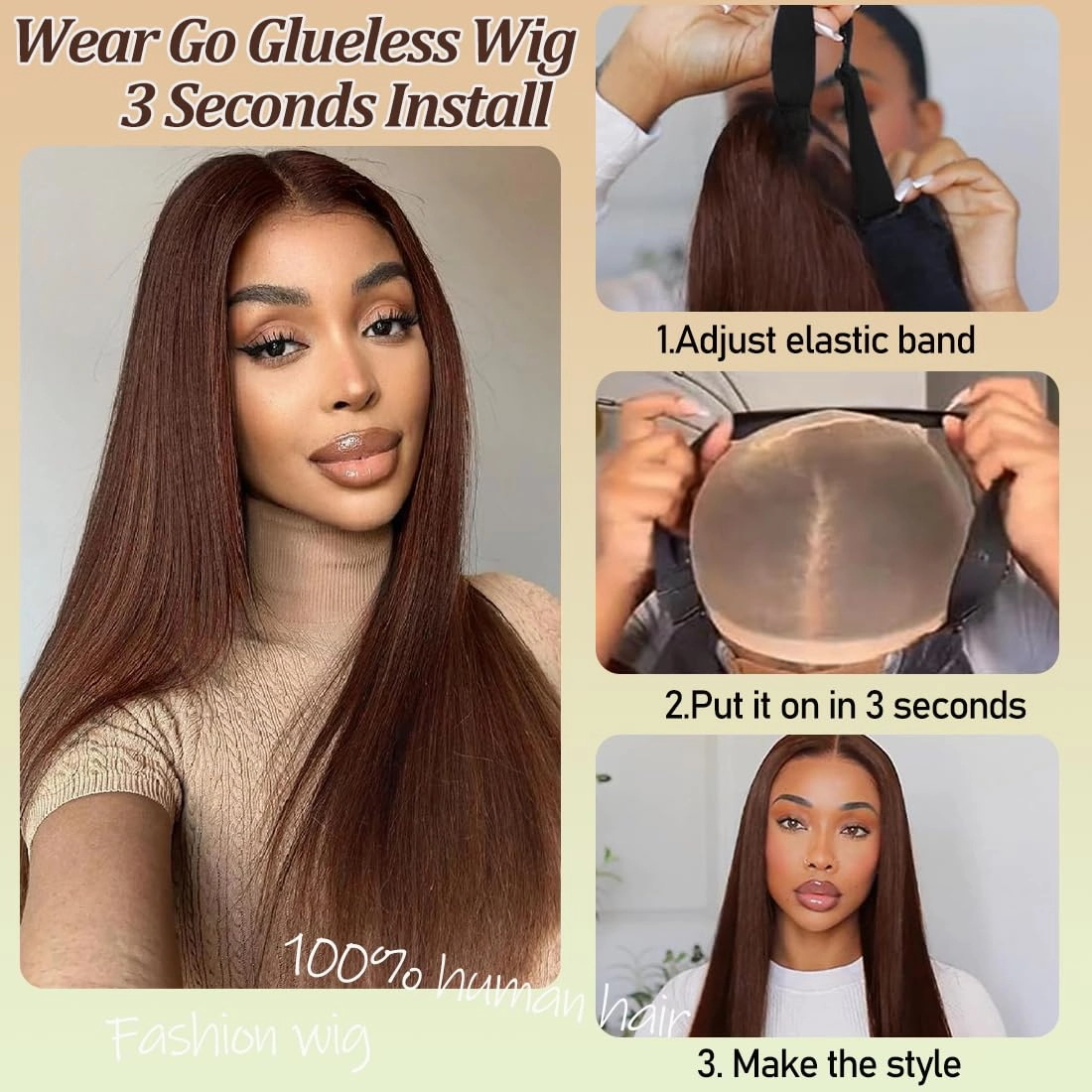 Brown Glueless Wigs Human Hair Pre Plucked Pre Cut 13x4 Wear and Go Glueless Wig Chocolate Brown Lace Front Wigs Human Hair 180% Density Glueless Wigs for Black Women 30 inch