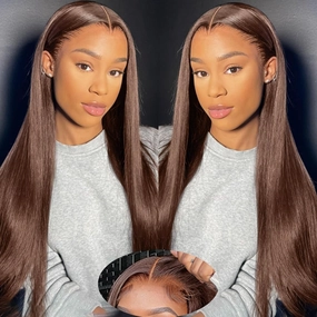 Brown Glueless Wigs Human Hair Pre Plucked Pre Cut 13x4 Wear and Go Glueless Wig Chocolate Brown Lace Front Wigs Human Hair 180% Density Glueless Wigs for Black Women 30 inch