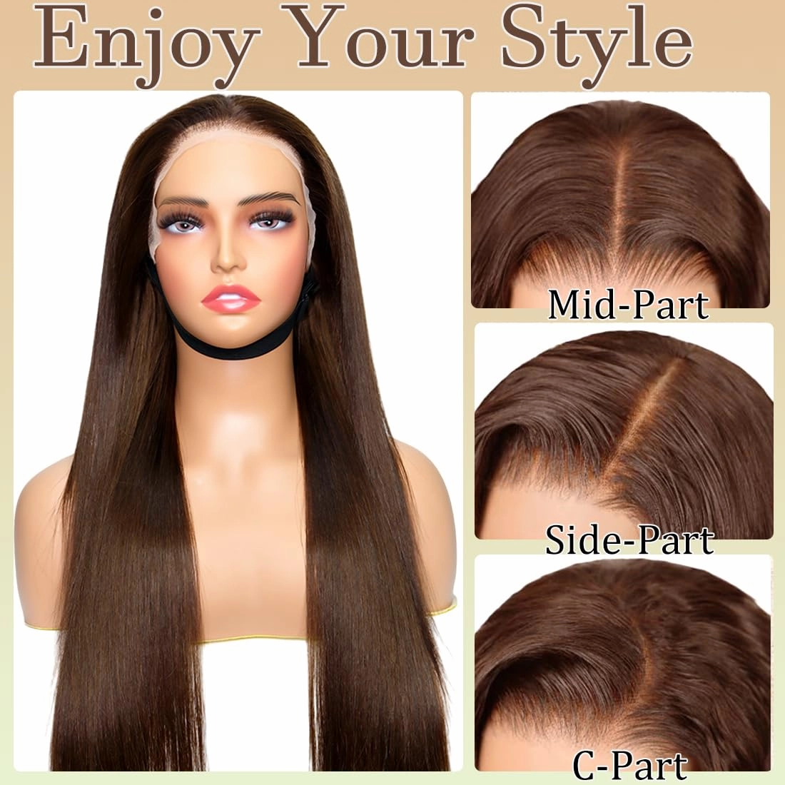 Brown Glueless Wigs Human Hair Pre Plucked Pre Cut 13x4 Wear and Go Glueless Wig Chocolate Brown Lace Front Wigs Human Hair 180% Density Glueless Wigs for Black Women 30 inch