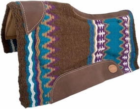 Brown, Purple & Blue Wool Saddle Pad w/Memory Felt