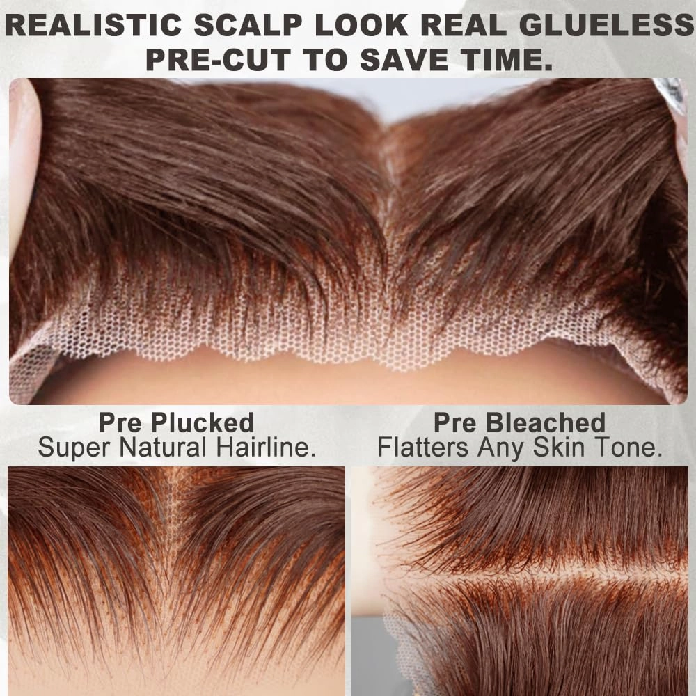 Brown Wear and Go Glueless Wig Human Hair Pre Cut 7x5 chocolat Brown Body Wave HD Lace Front Wig for Women 220% Density Pre Plucked Bleached Knots with Baby Hair #4 Colored Lace Wig Human Hair 22 Inch