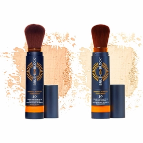 Brush On Block 2-Pack Mineral Powder Sunscreen Bundle – SPF 30 Translucent New Formula & Touch of Tan Refillable, Broad Spectrum, Water-Resistant, Reef-Friendly, For All Skin Types, Made in USA