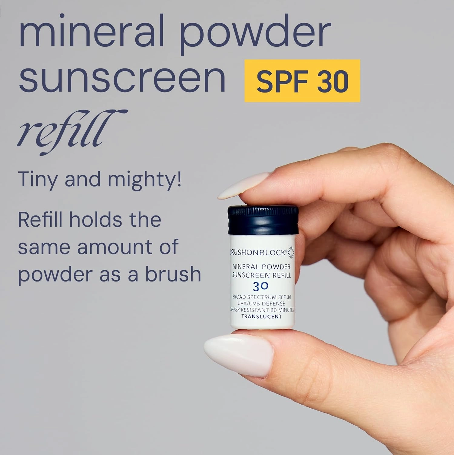 Brush On Block Mineral Sunscreen Powder Refill, Natural Broad-Spectrum SPF 30, Safe for Sensitive Skin, UVA UVB Face Protection, Reef Friendly (Translucent - Refill)