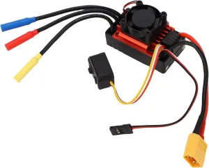 Brushless ESC for 1/10 RC Car Motor, Water Proof Electric Speed Controller 2-3S 60A with Cooling Fan, Suitable for Trucks Buggy