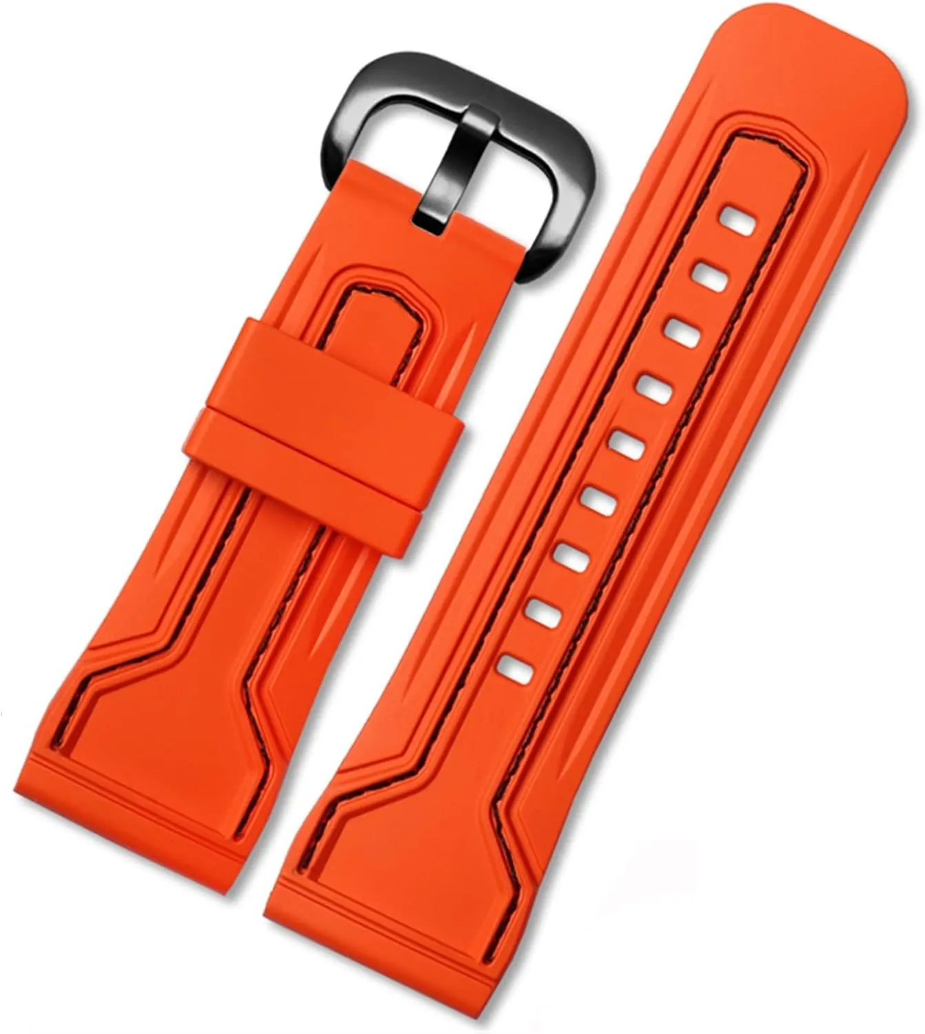 BSZYFQVE- WatchBands For Seven Friday Rubber Watch Strap Egler Waterproof Watch Band Sevenfriday P Series Yp3c/02（Orange black -black，28mm）