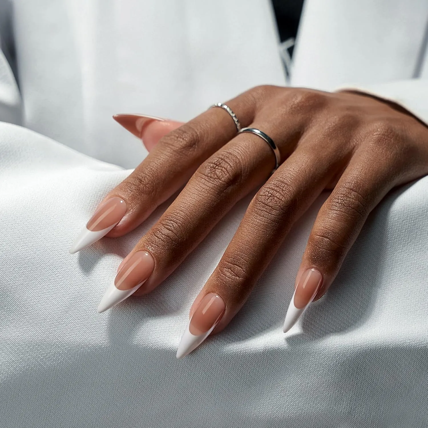 BTArtboxnails Long Stiletto Nail Tips - French Tip Press on Nails Brown XCOATTIPS for Nail Extensions