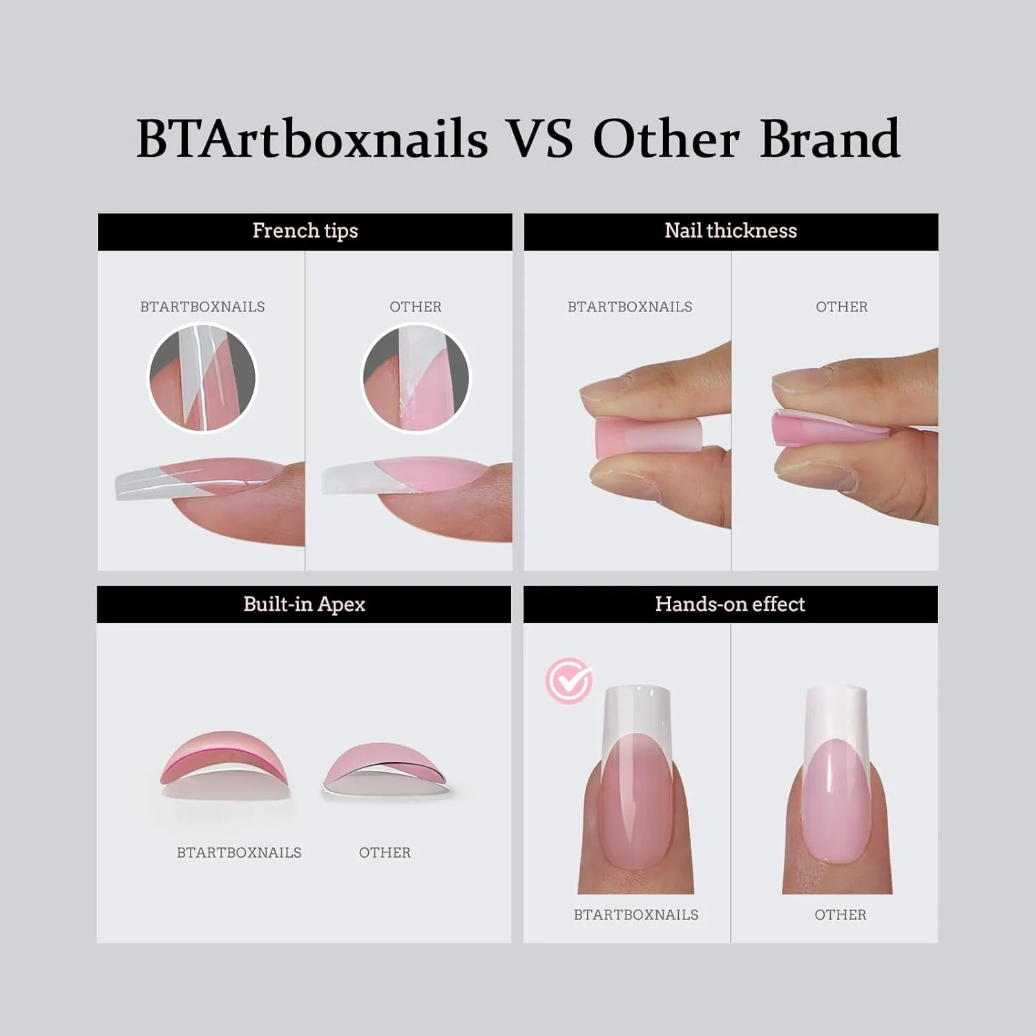 BTArtboxnails Long Stiletto Nail Tips - French Tip Press on Nails Brown XCOATTIPS for Nail Extensions