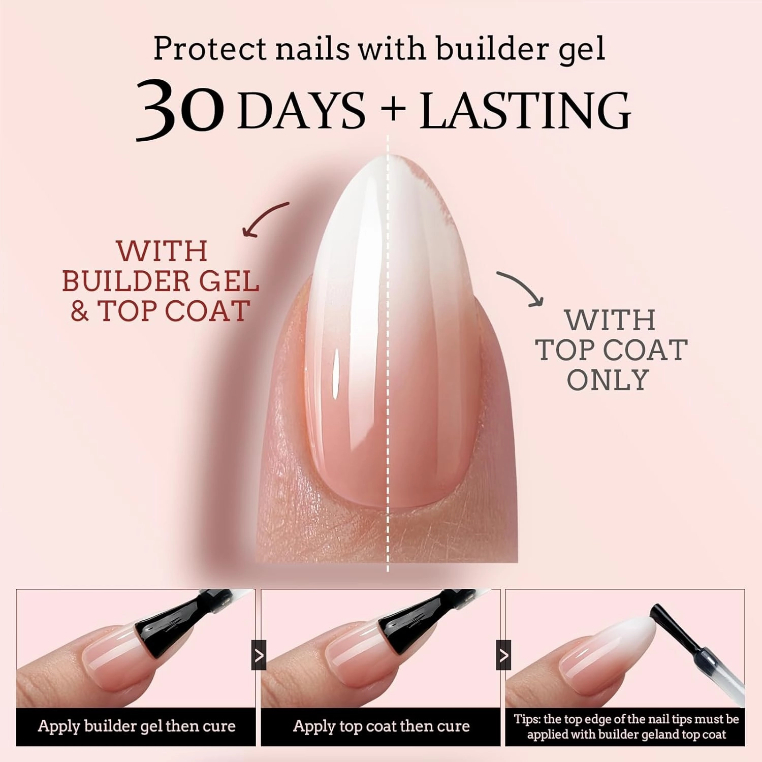 BTArtboxnails XCOATTIPS Ombre Nails - Short Almond Press on Nails, 160Pcs 16 Sizes Nude Press on Nails Peach, Soft Gel Nails False Nail, Soak Off Acrylic Fake Nails Extensions