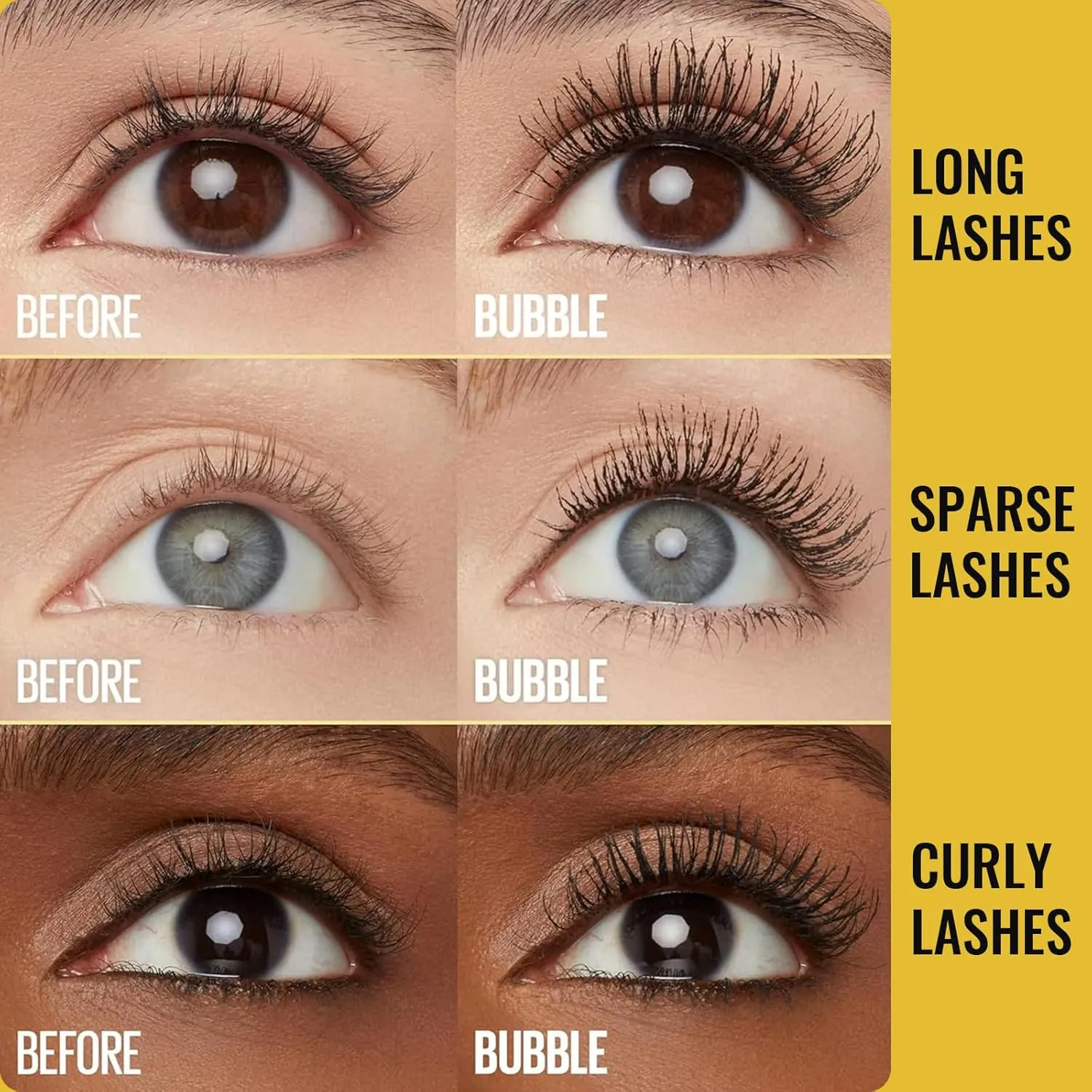 Bubble Mascara Volume and Length Formula for Bold, Separated Lashes, Bubble Mascara Waterproof, Smudge-Proof, Clump-Proof, Formula, Long Lasting Enhances the Look - Black (2pcs)