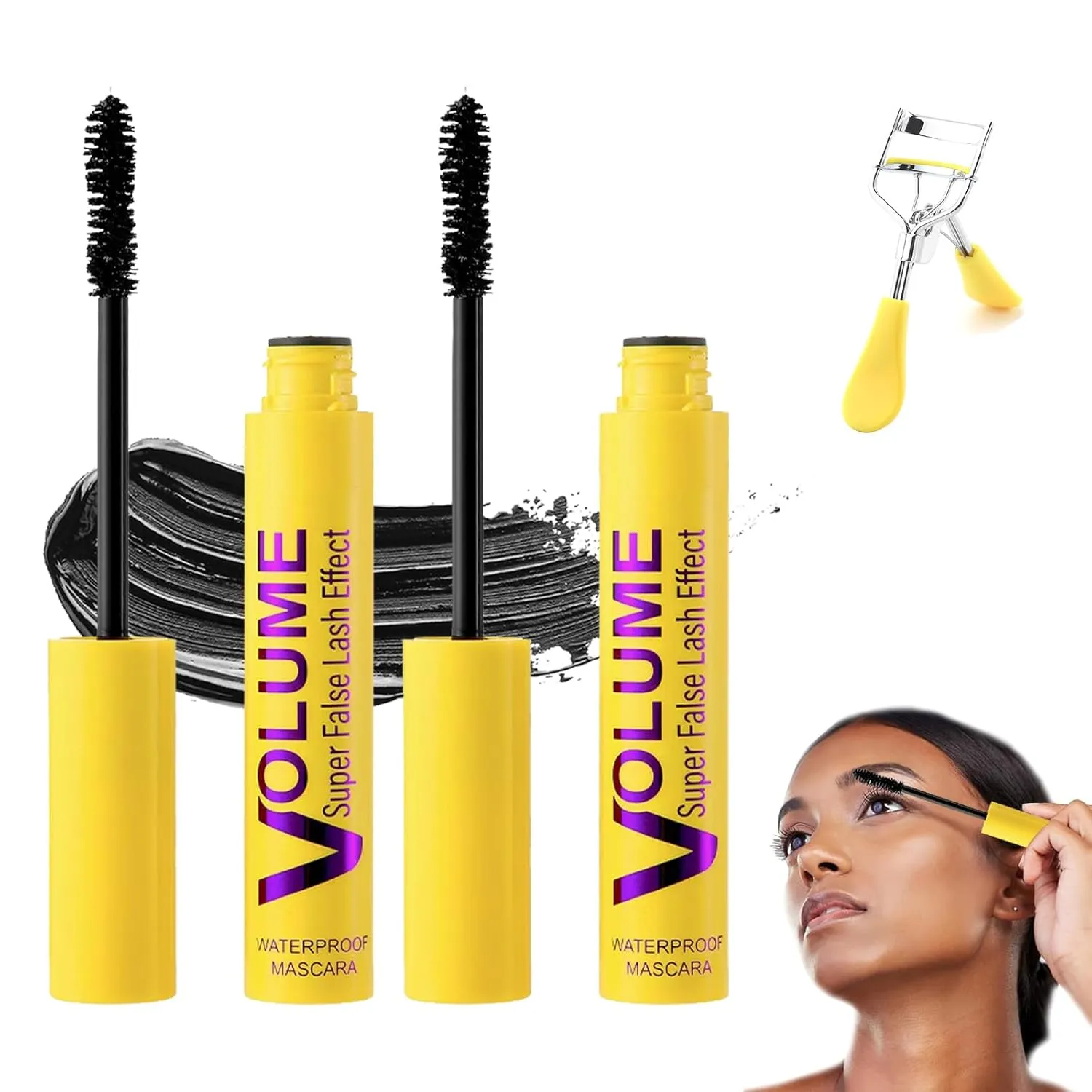 Bubble Mascara Volume and Length Formula for Bold, Separated Lashes, Bubble Mascara Waterproof, Smudge-Proof, Clump-Proof, Formula, Long Lasting Enhances the Look - Black (2pcs)