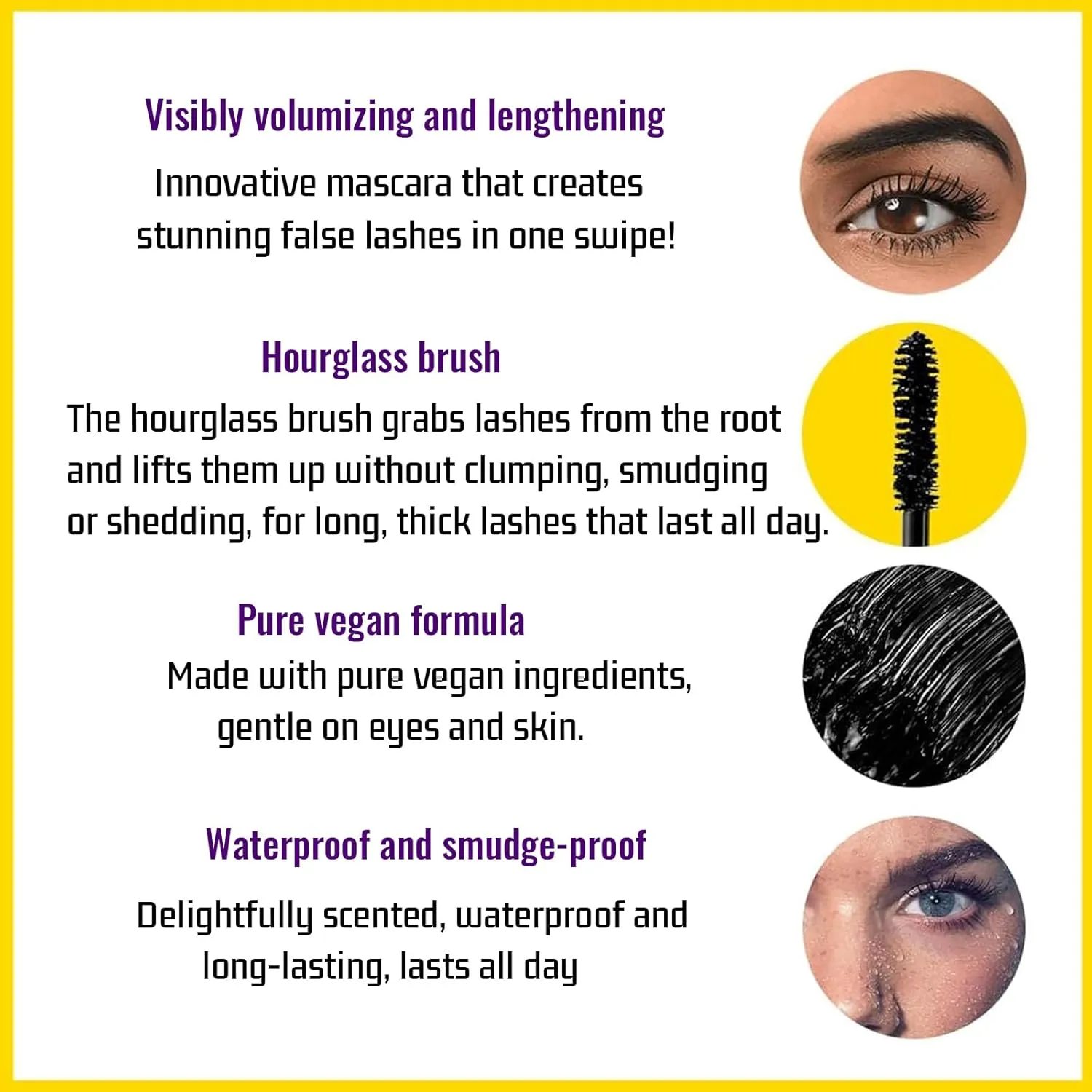 Bubble Mascara Volume and Length Formula for Bold, Separated Lashes, Bubble Mascara Waterproof, Smudge-Proof, Clump-Proof, Formula, Long Lasting Enhances the Look - Black (2pcs)