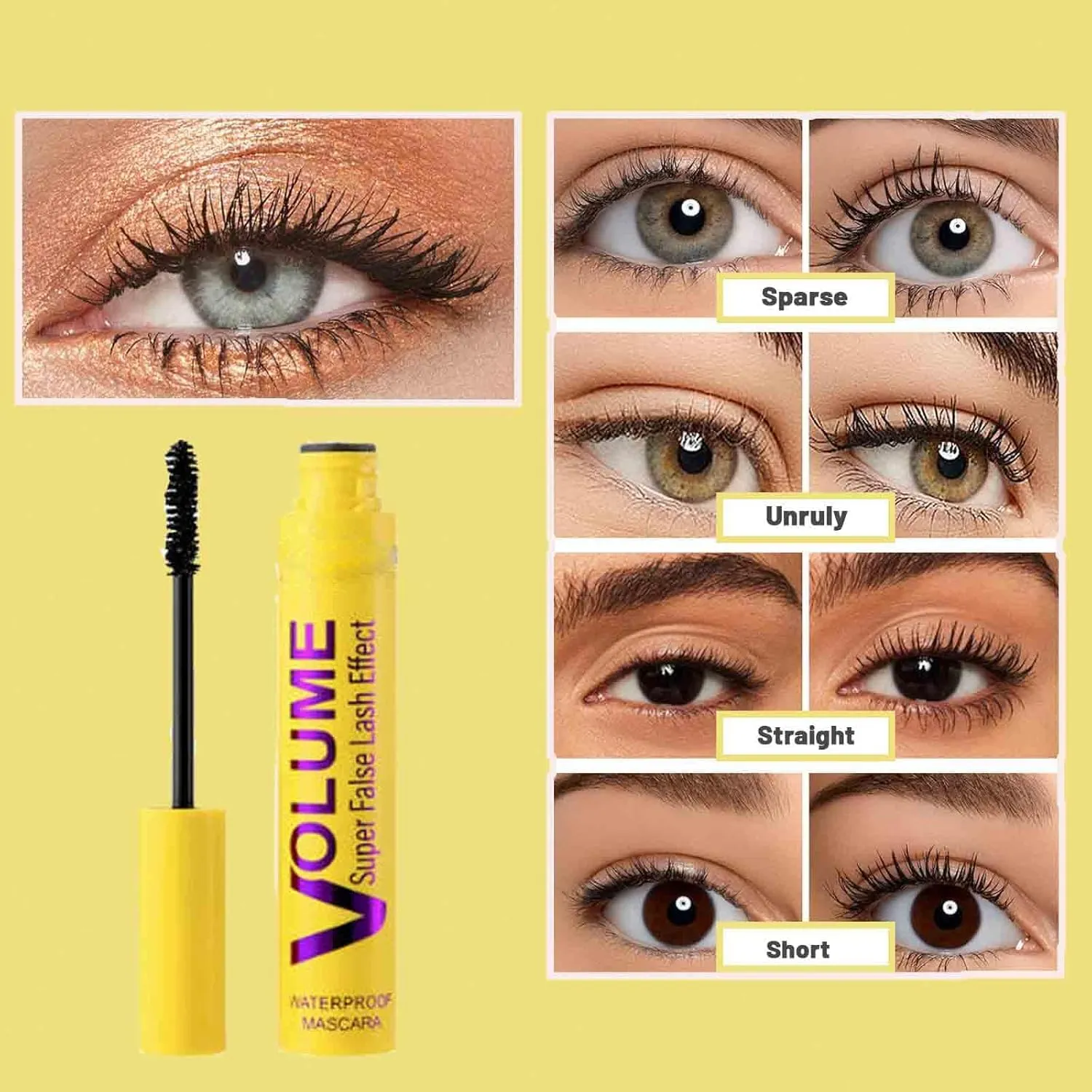 Bubble Mascara Volume and Length Formula for Bold, Separated Lashes, Colossal Bubble Washable Mascara, Bubble Fiber Lengthening Mascaras, Waterproof Long-Lasting