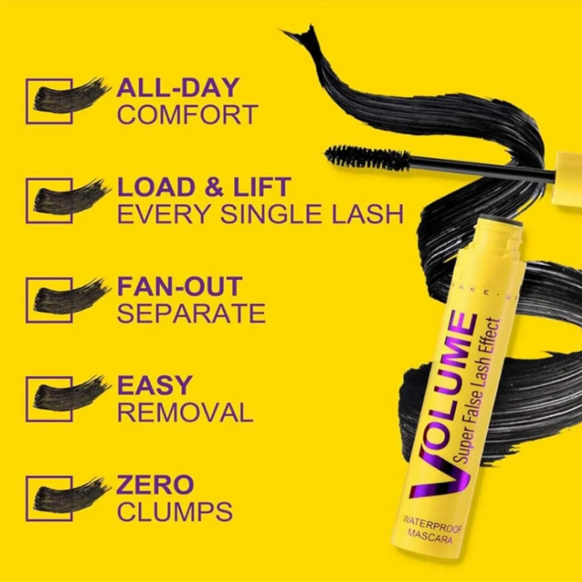 Bubble Mascara,Waterproof Smudge-Proof Long-Lasting Clump-Proof Mascara,Volume and Length Formula for Bold,Separated Well-Defined Lashes Enhances The Natural Look,Can be Layered to Boost Curl (1PC)