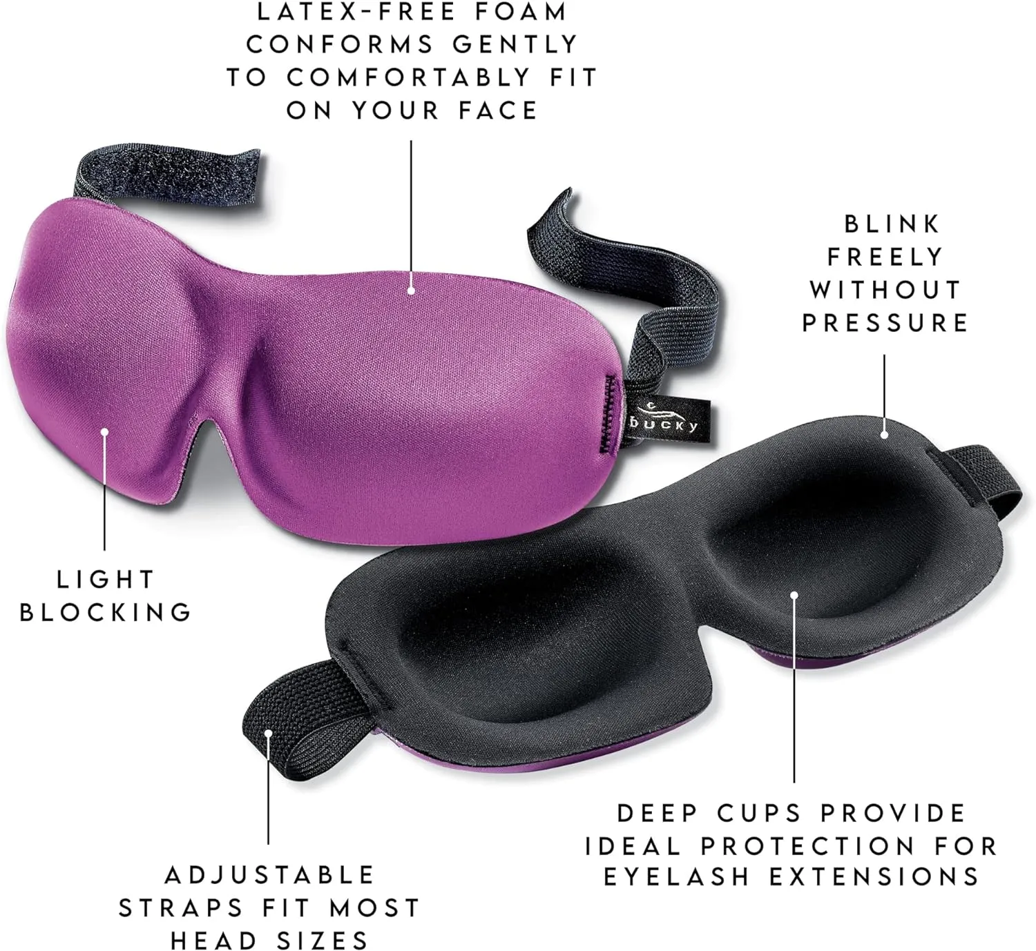 Bucky 40 Blinks No Pressure Printed Eye Mask for Travel & Sleep, Black Dot, One Size