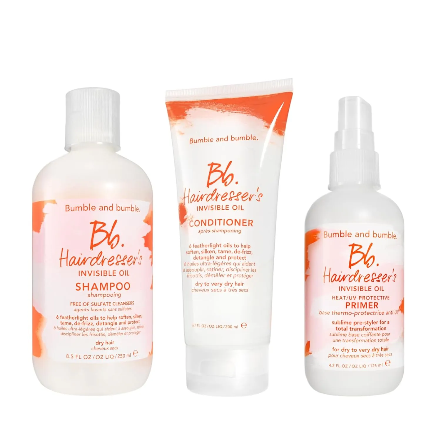 Bumble and bumble Hairdresser's Invisible Oil Hydrating Shampoo   Conditioner   Heat/UV Protection Leave-In Conditioner Hair Primer Set
