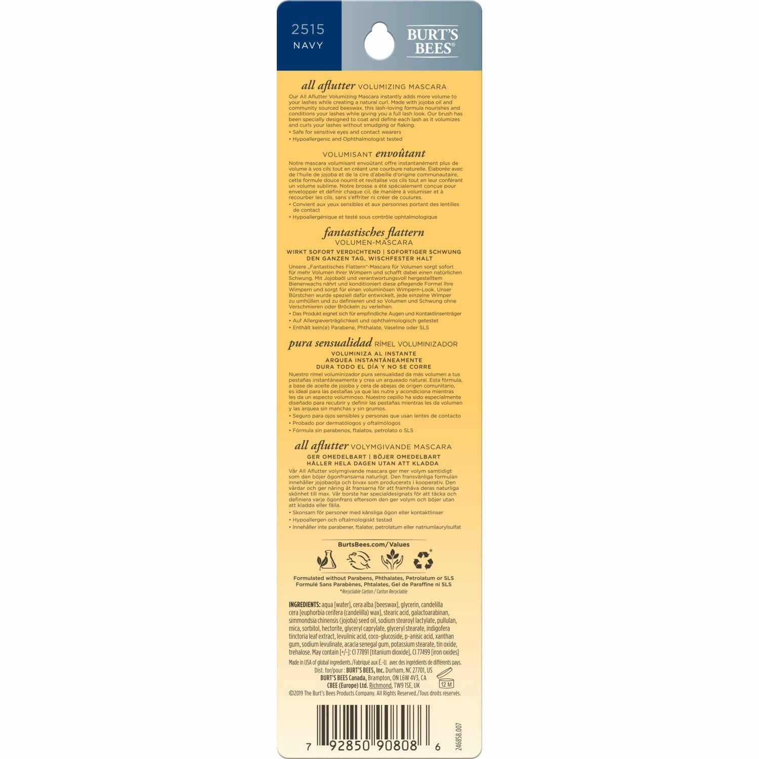 Burt’s Bees 100% Natural Origin Volumizing Mascara, Navy, 0.32 Ounce