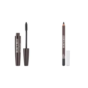 Burt's Bees 100% Natural Nourishing Mascara and Eyeliner Bundle - 0.4 Ounce Mascara in Black Brown and 0.04 Ounce Eyeliner in Soft Black