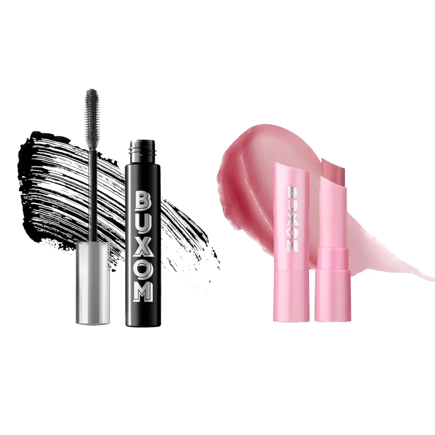BUXOM Lash Waterproof Volumizing Mascara for 3X More Volume   BUXOM Full-On Plumping Lip Glow Balm in Dolly Delight