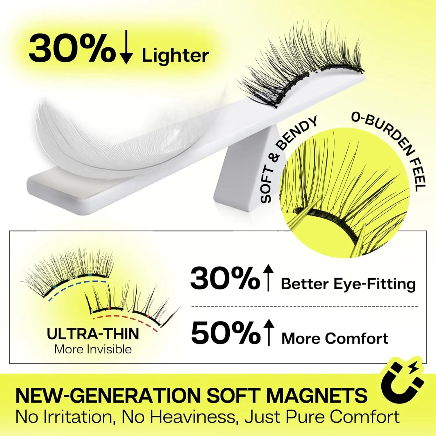 CALAILIS Magnetic Eyelashes with Applicator Upgrade Soft Magnetic Eyelashes Natural Look Reusable Magnet Lashes Kit No Glue Needed Easy to Wear and Remove (M01)