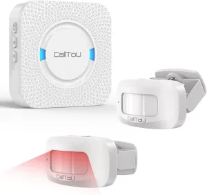 CallToU Wireless Motion Sensor Alarm Indoor Motion Detector Alarm, Bed Alarms for Elderly Dementia Patients, Motion Sensor Door Chime with 500 FT Range, 5 Adjustable Volume 2 Sensor   1 Receiver