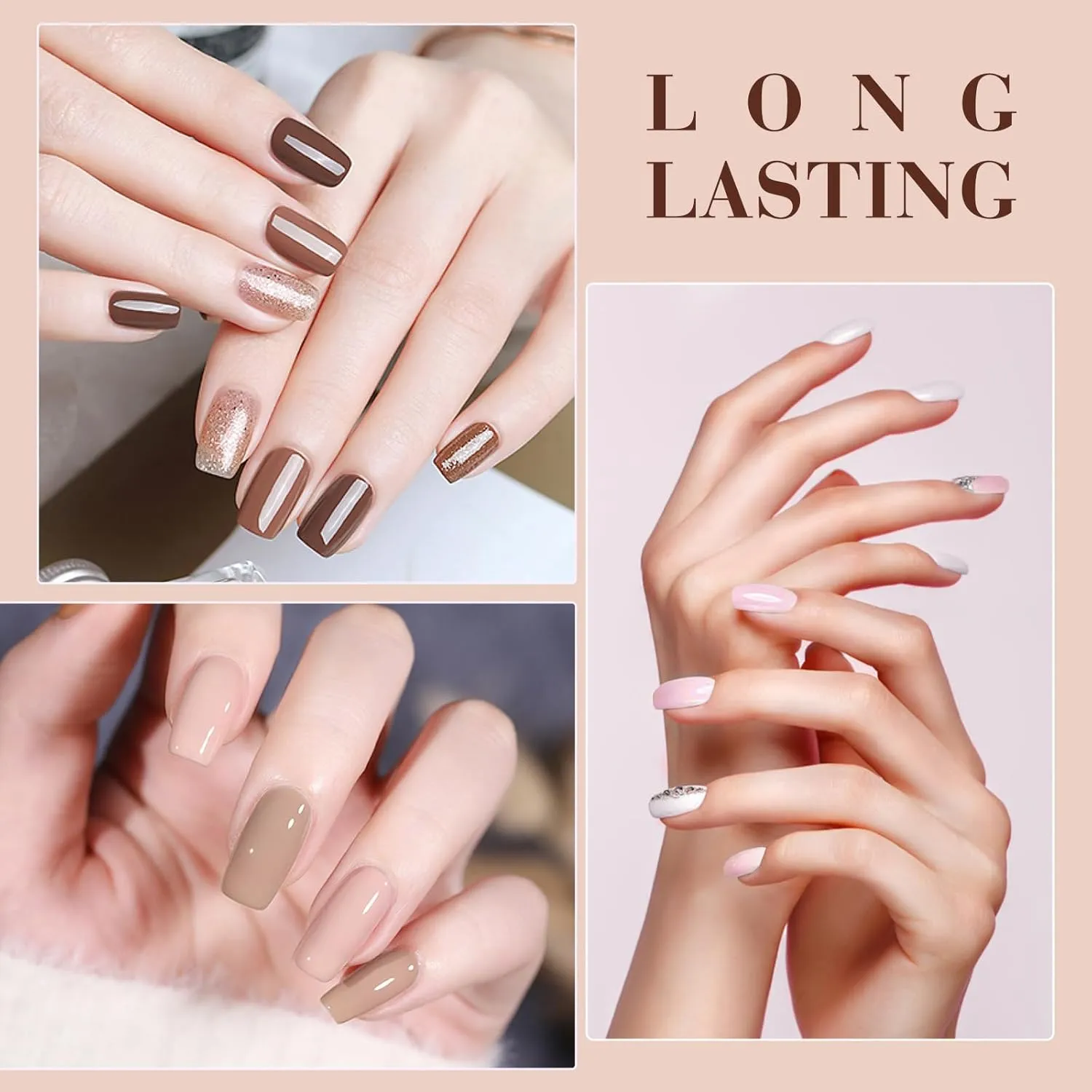 CANNI Gel Nail Polish Kit -6 Colors Nude Pink 9ML Gel Polish Set Skin Tones French Nail Neutral Brown Soak Off Gel Nail Kit Manicure DIY Manicure Salon DIY