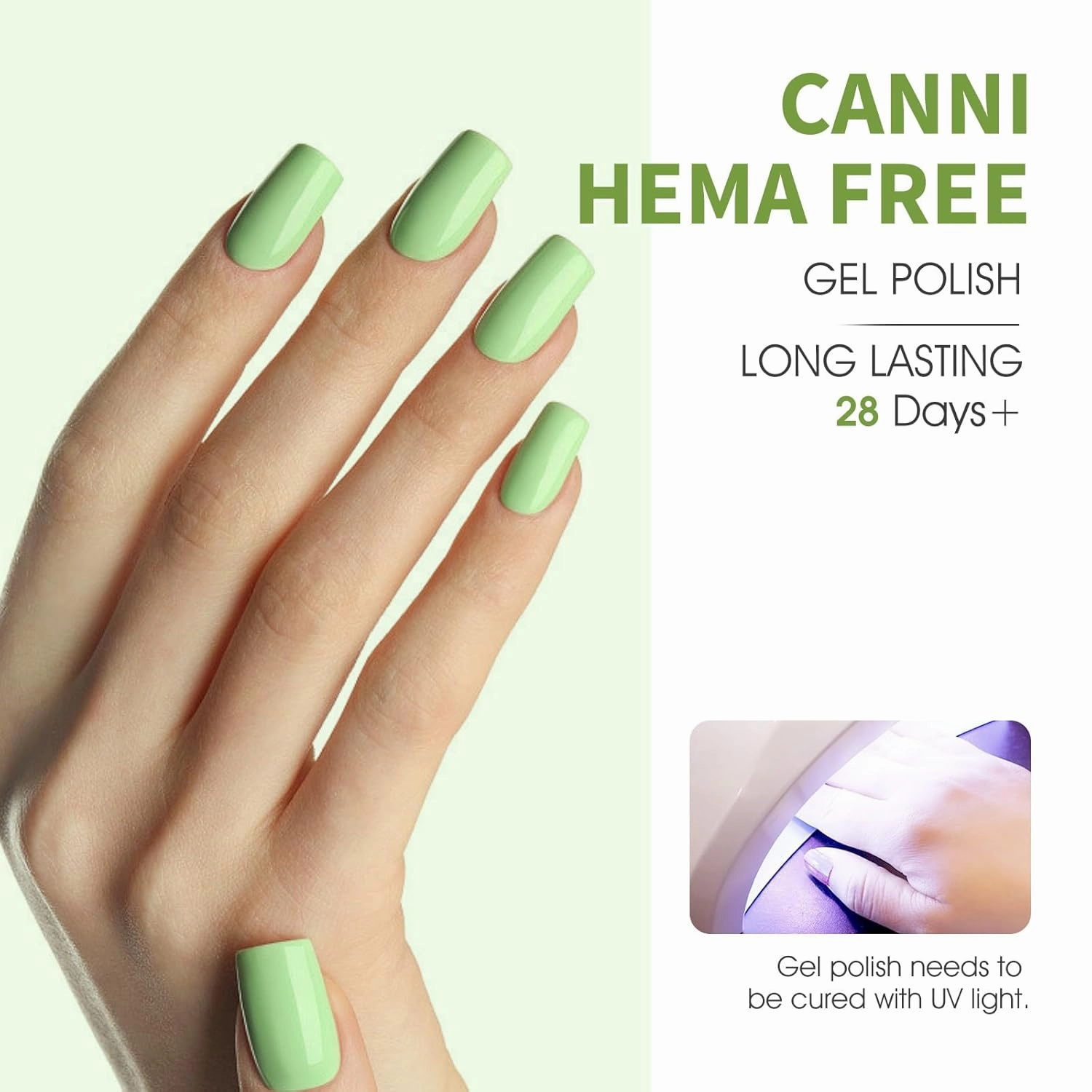 CANNI 6Pcs 9ml Emerald Green Gel Nail Polish Set - Dark Sage Forest Colors DIY at Home Salon Kit - Lime Olive Shades for Christmas New Year's Gifts
