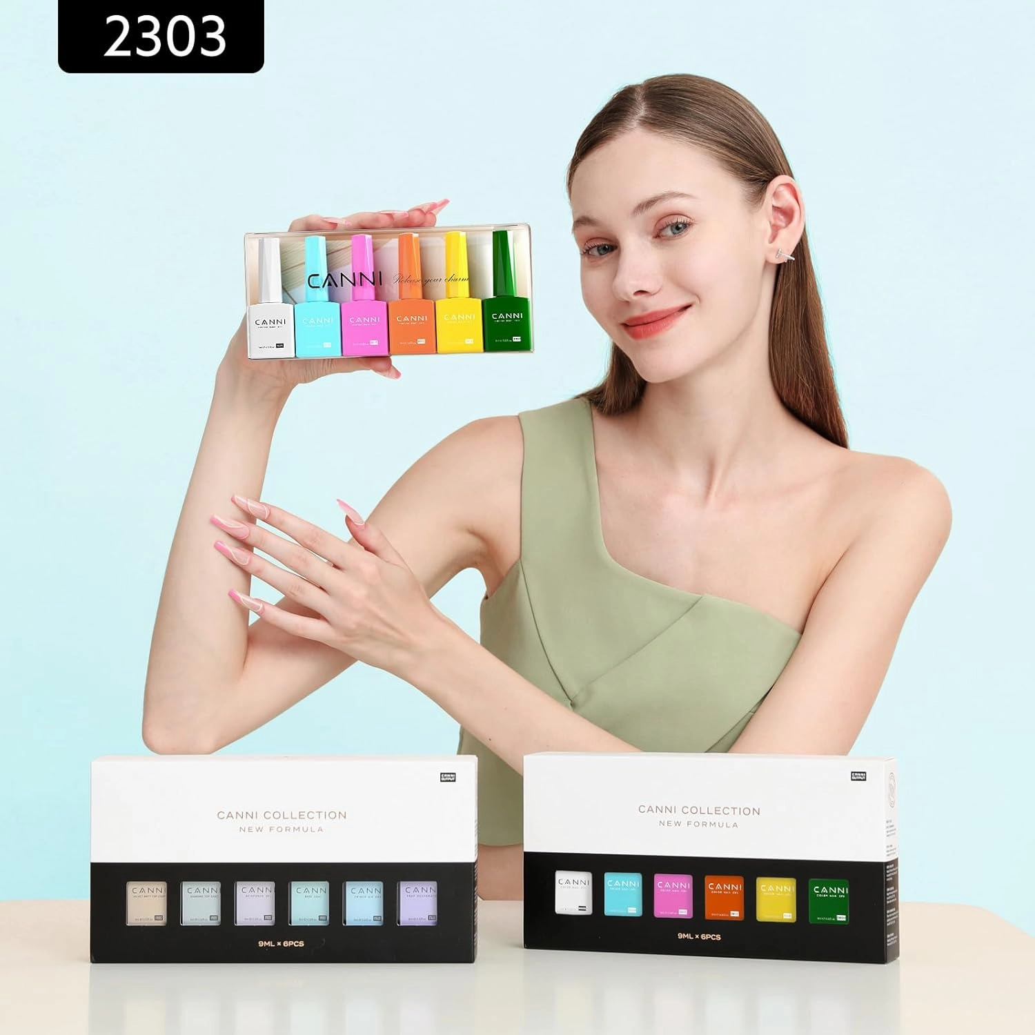 CANNI 9ml Hema-Free Gel Nail Polish Set- 6Pcs White Blue Orange Yellow Colors Gel Polish Kit, Soak Off LED Nail Gel Manicure Kit DIY at Home Salon Gifts for Women Girls