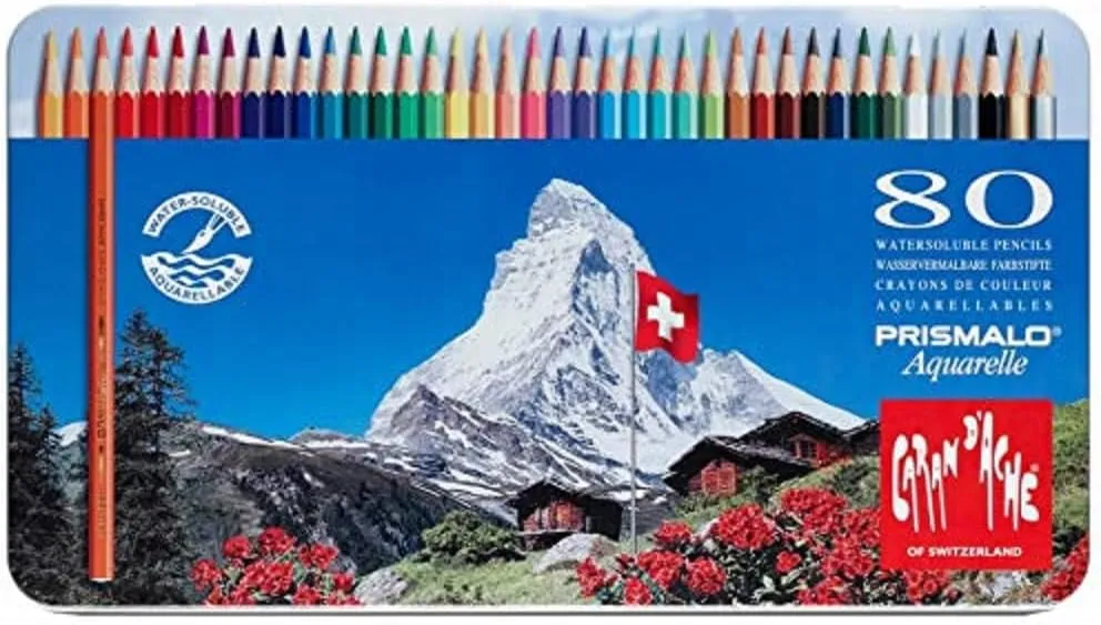 Caran Dache Metal tin with 80 Assorted Colours