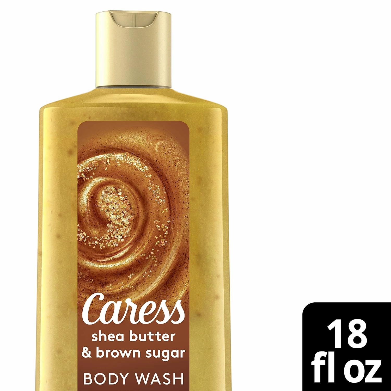 Caress Exfoliating Body Wash for Everyday Use Shea Butter & Brown Sugar 18 oz (Pack of 3)
