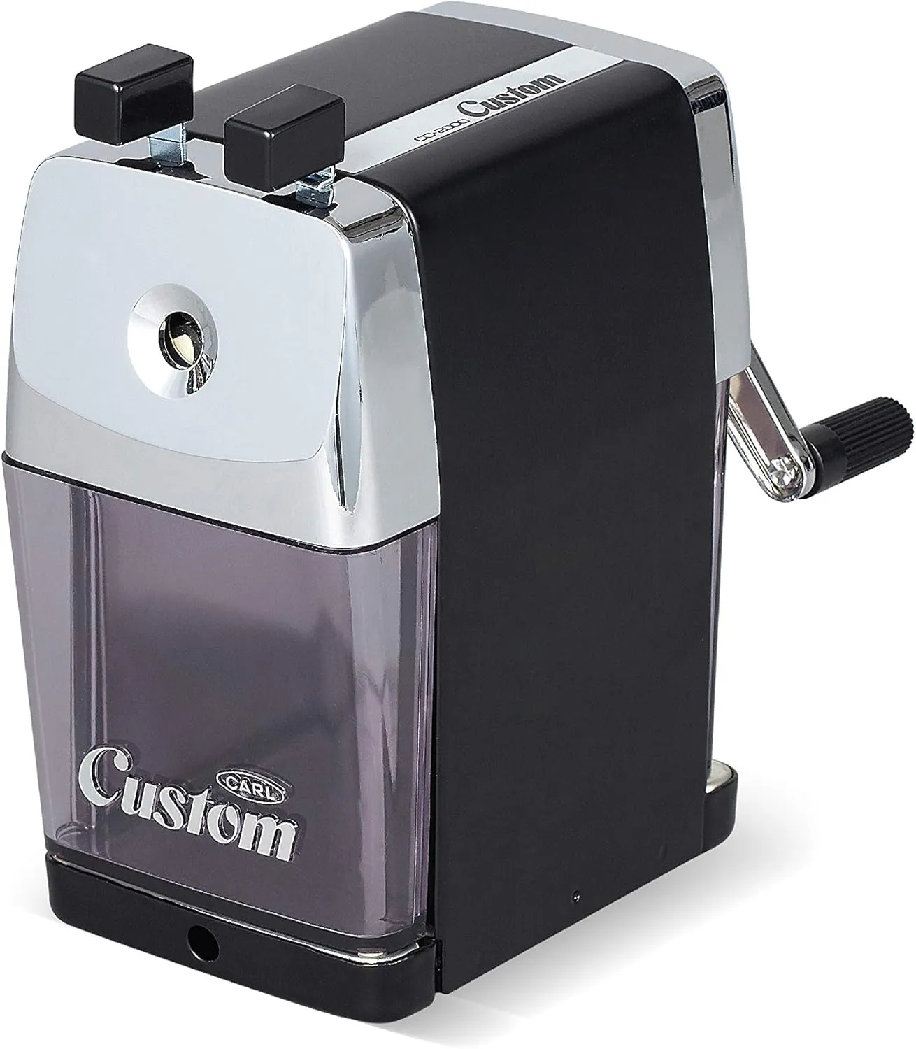 CARL Pencil Sharpener, CC-2000, Black, 5-Point Selector. Manual, Quiet for Office and Home Desks, School Classroom, CUI19018