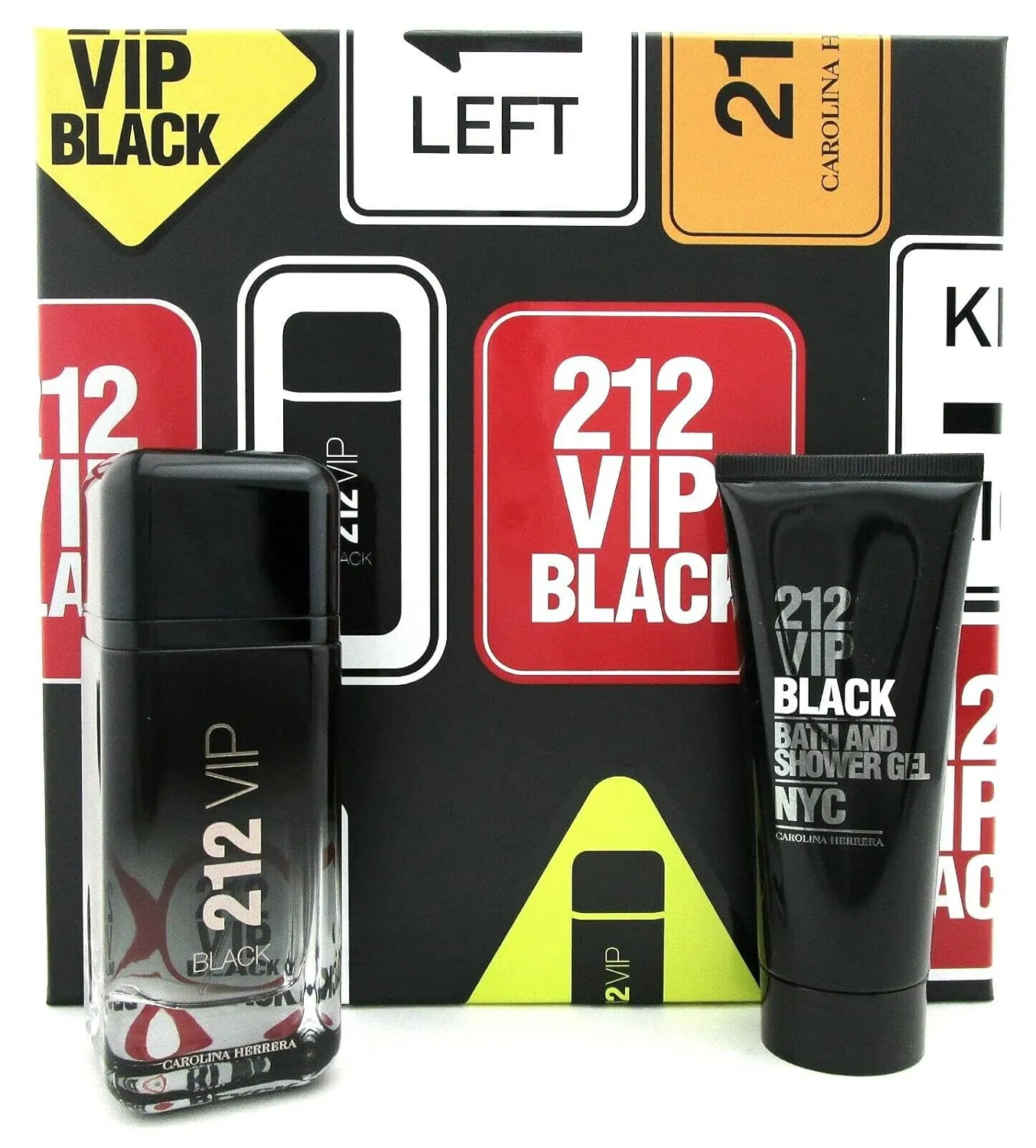 Carolina Herrera 212 VIP Black 2-Pieces Set for Men (3.4 Oz Eau De Parfume Spray   3.4 Oz Shower Gel)