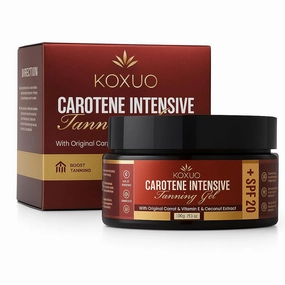 Carotene Tanning Gel for Deep Natural Tan – Tanning Accelerator with Coconut Oil, Carrot Extract & Vitamin E – Bronzing Body Moisturizer for Indoor & Outdoor Use