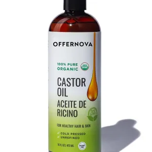 Castor Oil 16 OZ- Aceite de Ricino - Cold Pressed 100% Pure, Certified Organic, Hexane Free for Eyelashes, Eyebrows, Frizzy, Hair Growth Women and Men, Beard Growth