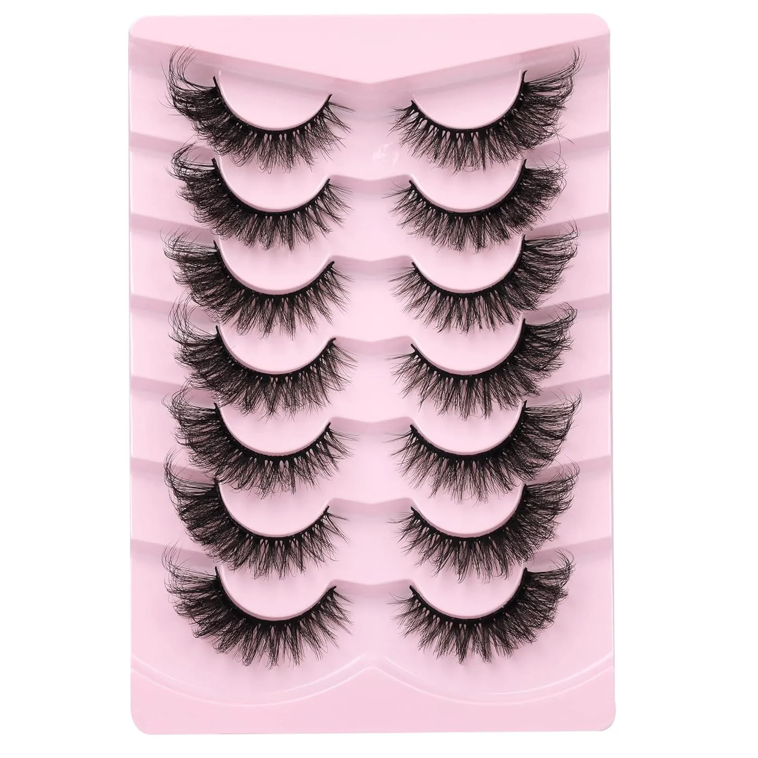 Cat Eye Fake Lashes Dramatic False Eyelashes Faux Mink Lashes Extension Wispy Full Natural Look 7 Pairs Pack Fox Eye Lash 8D Volume Thick long Reusable Light by Boahankuke