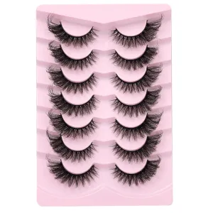 Cat Eye Fake Lashes Dramatic False Eyelashes Faux Mink Lashes Extension Wispy Full Natural Look 7 Pairs Pack Fox Eye Lash 8D Volume Thick long Reusable Light by Boahankuke