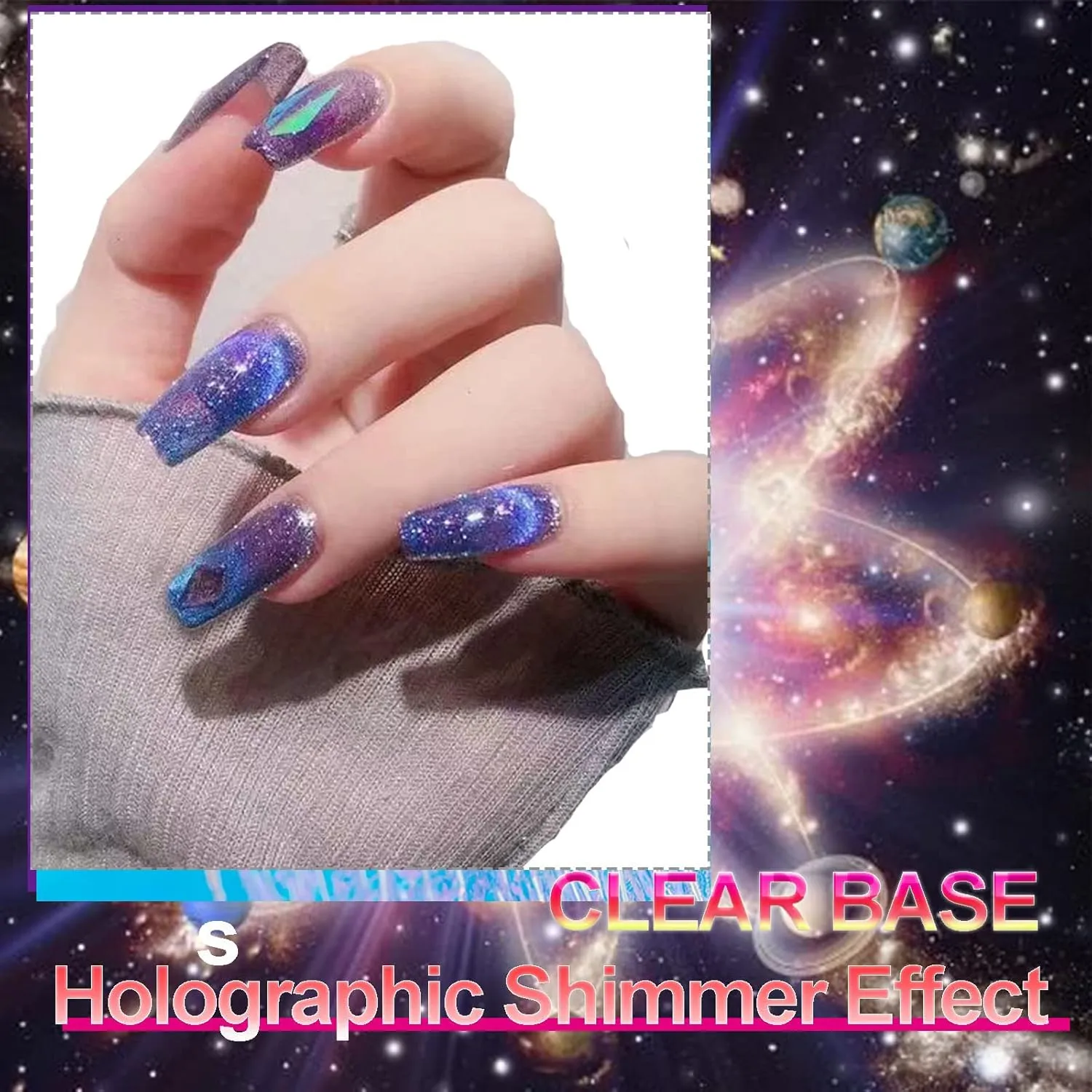 Cat Eye Gel Nail Polish with Magnet Stick, Chameleon Holographic Gel, Dual Colors Magic Effect, Professional Salon-Set