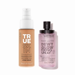 Catrice | True Skin Foundation 70 & Prime & Fine Dewy Glow Spray Bundle | Full Coverage Makeup | Vegan & Cruelty Free