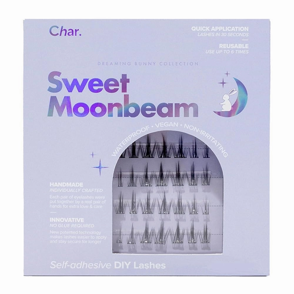 Char Cosmetics Eye Lashes - Sweatproof, Natural Look False Eyelashes - Reusable Fake Eyelashes for Comfortable Fit - Sweet Moonbeam - 42 pc