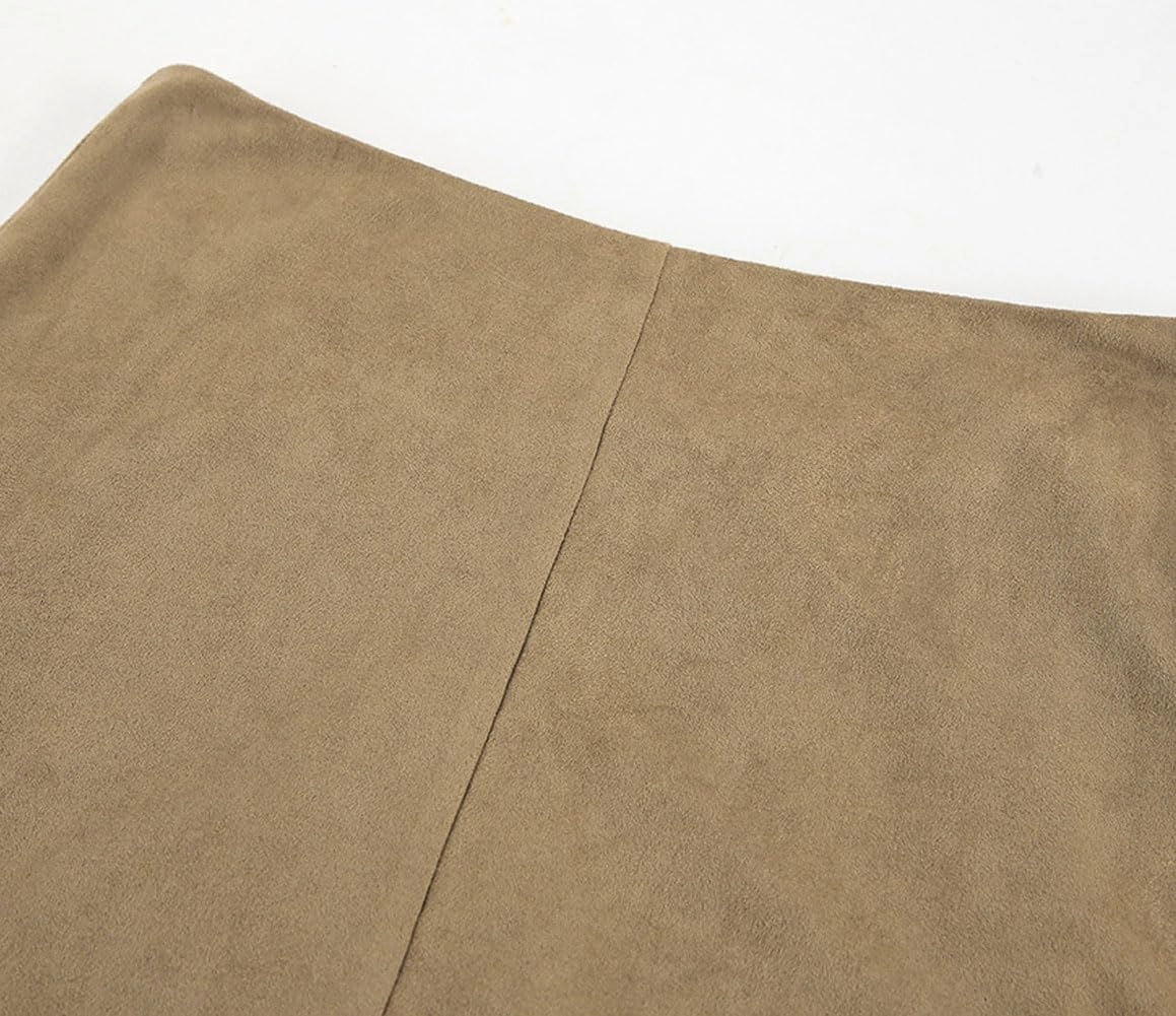 CHARTOU Women Fall Winter Elegant Faux Suede Leather Regular Fit Pencil Maxi Long Skirt