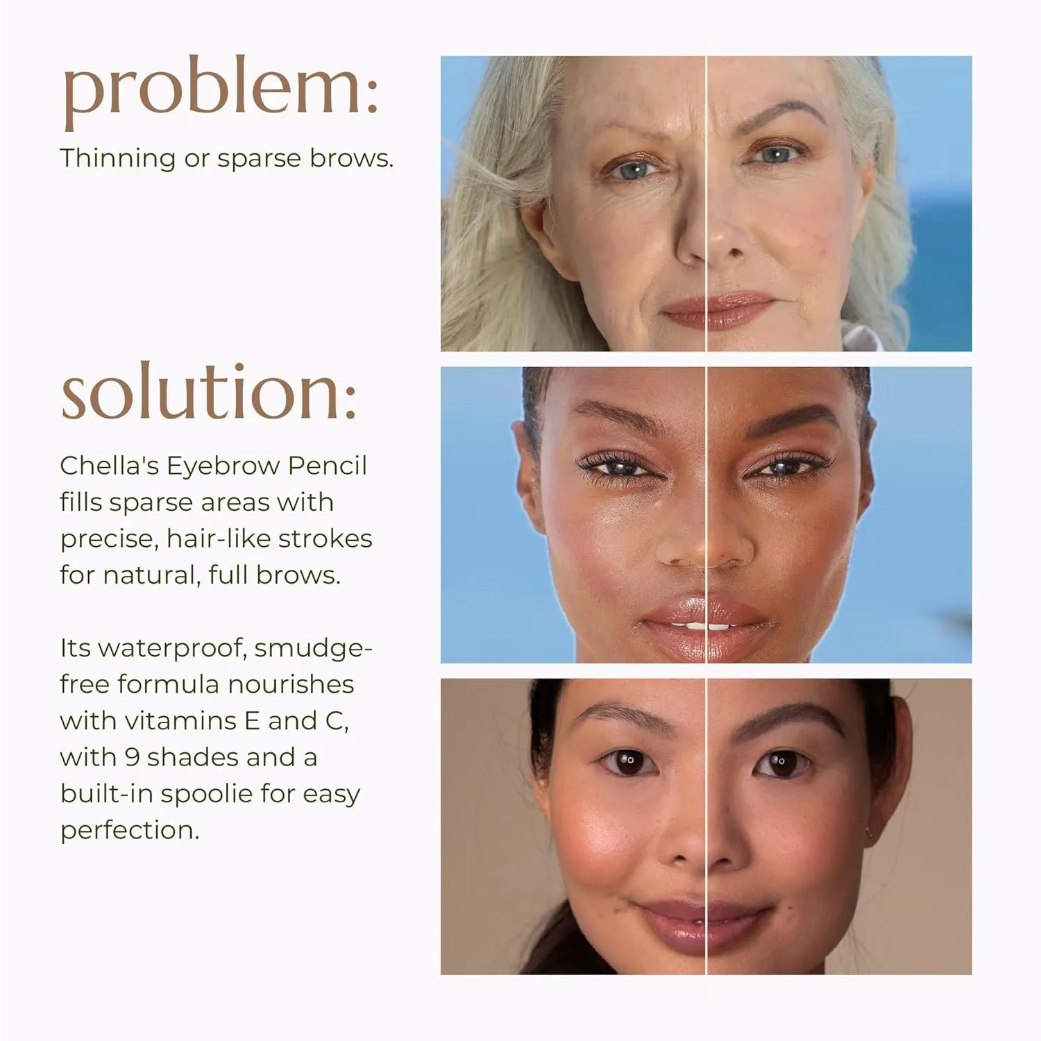 Chella Eyebrow Pencil - Vegan, Gluten Free, Cruelty Free, Paraben Free, Long Wearing, Smooth Consistency (Luscious Light Brown)