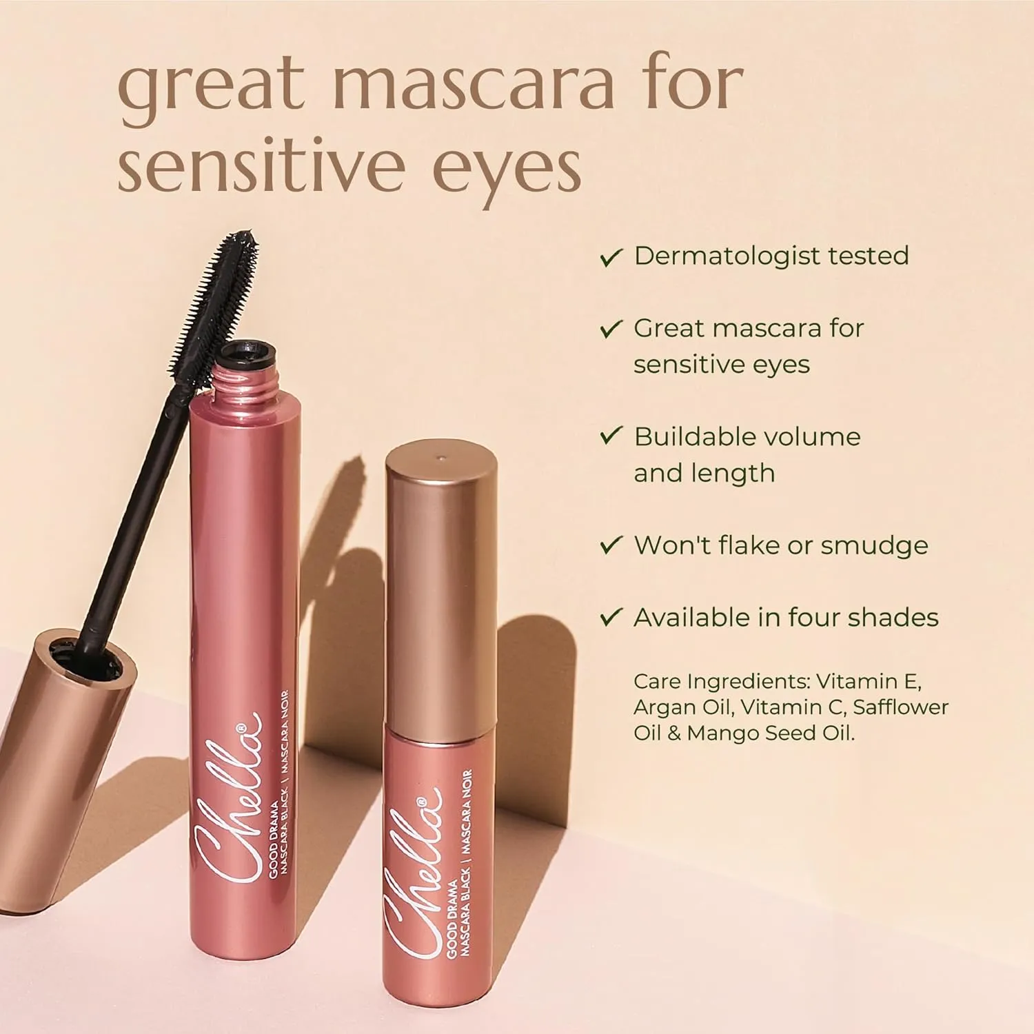 Chella Good Drama Vegan Mascara, 0.33 Fl. Oz (Brown)