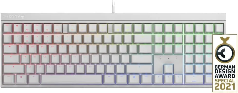 Cherry MX 2.0S Wired Gaming Keyboard with RGB Lighting - MX Black, Blue, Brown, Red and Silent Red Switches (White - Red Switch)