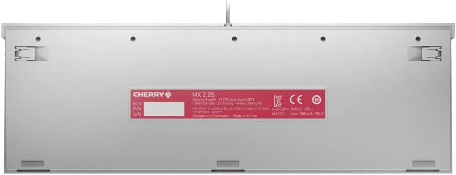 Cherry MX 2.0S Wired Gaming Keyboard with RGB Lighting - MX Black, Blue, Brown, Red and Silent Red Switches (White - Red Switch)