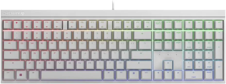 Cherry MX 2.0S Wired Gaming Keyboard with RGB Lighting - MX Black, Blue, Brown, Red and Silent Red Switches (White - Red Switch)