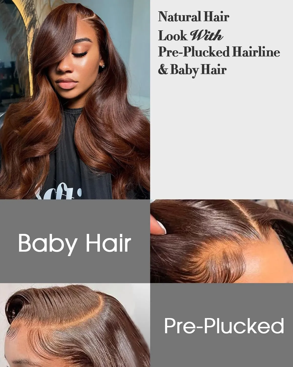 Chocalate Brown Lace Front Wigs Human Hair 13x4 HD Transparent Lace Frontal Wigs Body Wave Colored 4 Brown Wavy Wig Pre-Plucked Hairline 180% Density 24 inch