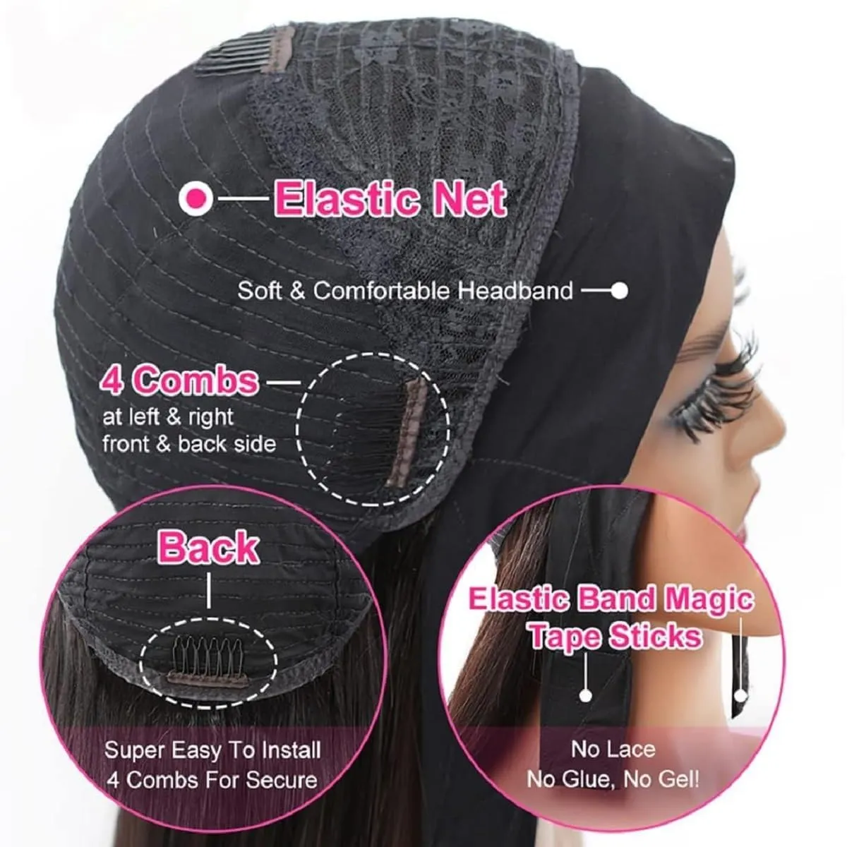 Chocolate Brown Headband Wig Human Hair for Women 12 Inch #4 Deep Wave Headband Wig Glueless Curly Human Hair Wig