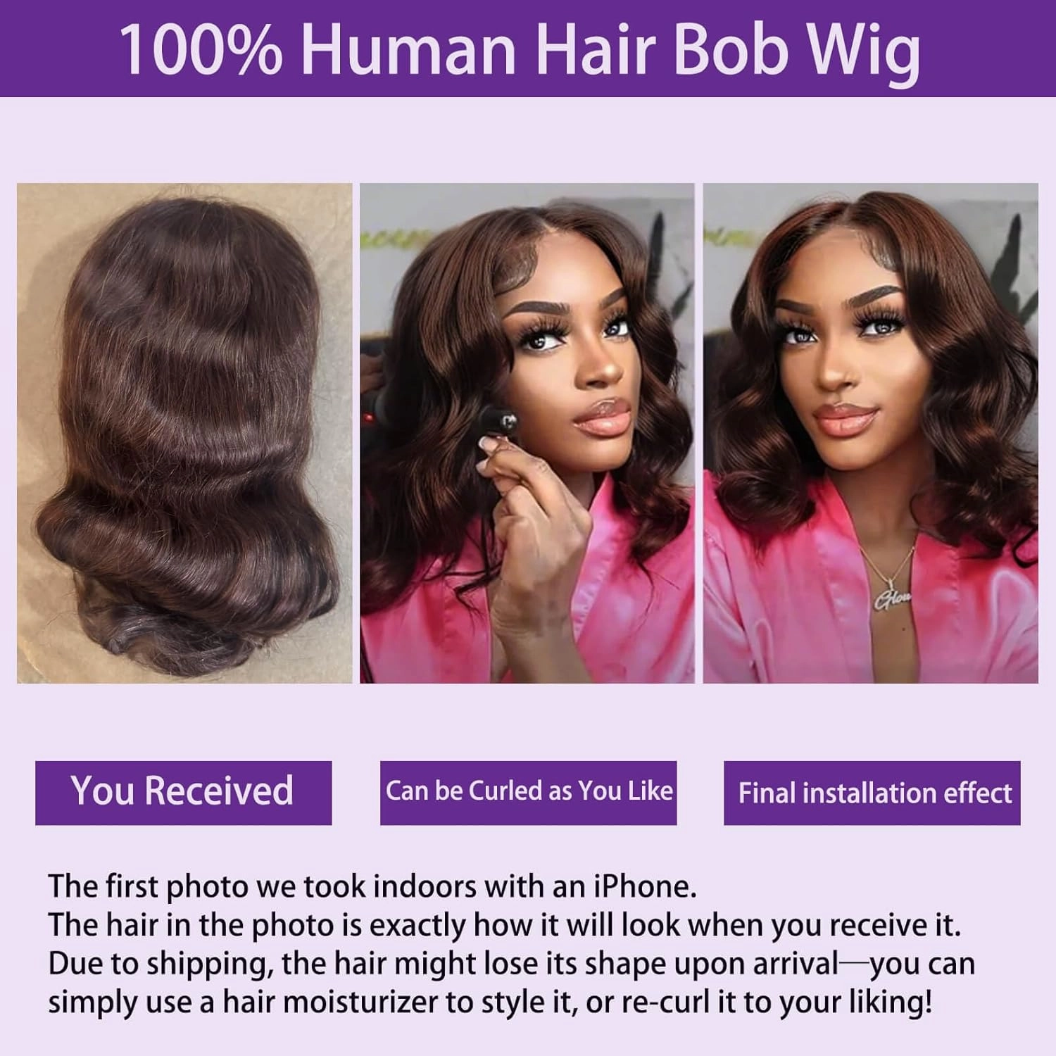 Chocolate Brown Bob Wig Human Hair Glueless Wigs Human Hair Pre Plucked Pre Cut Body Wave 5x5 HD Transparent Closure Wigs 180% Density 100% Brazilian Virgin Hair Brown Wig for Black Women (12 inch)